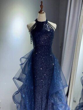 Chic Royal Blue Backless Evening Dress | Sophisticated Gala Formal Gown
